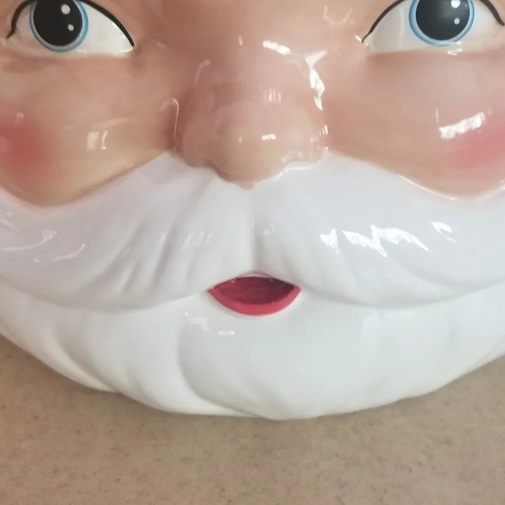 RARE MACKENZIE CHILDS SANTA COURTLY CHECK CHRISTMAS HOLIDAY PLANTER POT DECOR